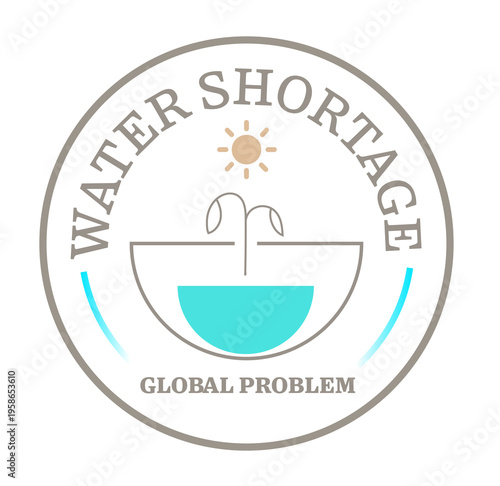 Water shortage global problem concept logo symbol