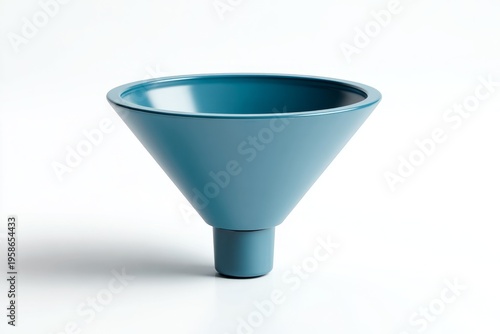 Blue metal funnel on white background
