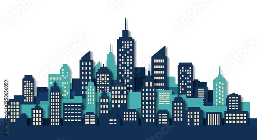 Cityscape Silhouette Background for Urban Design Projects Contemporary Architectural Skyline with Buildings and Skyscrapers Graphic Elements