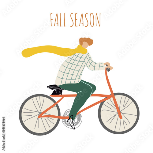 Flat vector illustration fall season, Hello autumn, cozy autumn, hand drawn vector illustration, I love leaf fall.