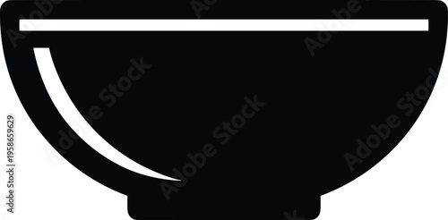 Stylized Bowl Silhouette Vector Illustration with Wide Rounded Shape Flat Base Thick Rim Minimalist Kitchenware Icon for Food Dining Cooking and Design Projects