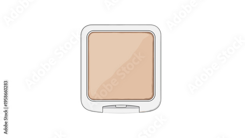 Single square pressed powder compact in a white case used for makeup applications or face touch ups throughout the day for a matte finish.