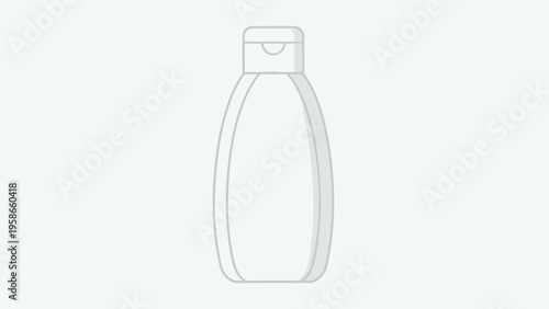Minimalist white plastic bottle with a flip top dispenser cap shown as a simple outline for personal care or cosmetic product packaging.