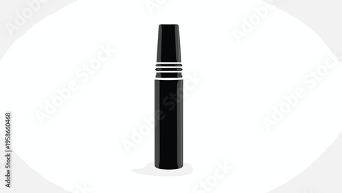 Sleek black mascara tube icon with a segmented design used for professional eye makeup and lash enhancement in a minimalist style.