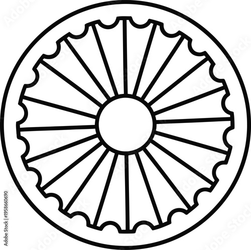Ashoka chakra wheel icon symbol of indian national identity and dharma in minimalist style