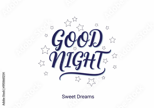Good Night Sweet Dreams typography with stylized stars and whimsical lettering
