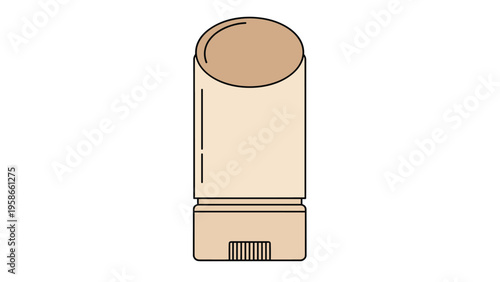 Simple vector illustration of a beige deodorant stick or solid foundation container with a rounded top and a ridged base on white.