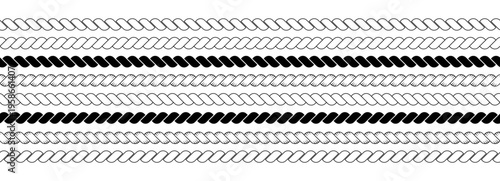Rope cord brush for wavy knit knot and shape string cowboy. Pattern vector nautical for  western border and frame. Rope decorative outline for nautical design.