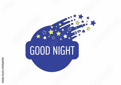 Good Night Message with Sparkling Stars and Gentle Moon Silhouette