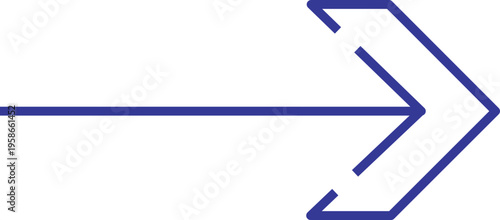 Thick bold blue arrow pointing right with internal lines signifying direction