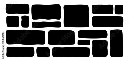 Fotografía Rectangle irregular organic set with black cute vector shape frame box