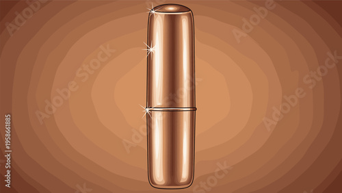 Shiny metallic bronze or copper colored cosmetic tube or perfume atomizer with a simple two part design and a reflective surface.
