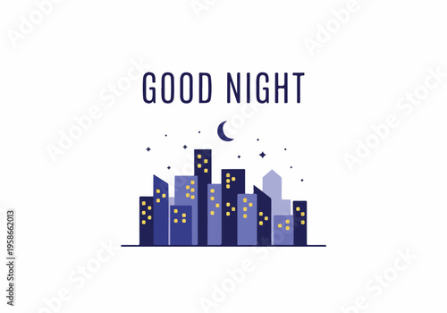 Sweet dreams from the city skyline, a peaceful and serene illustration wishing you a good night's rest under the starry sky