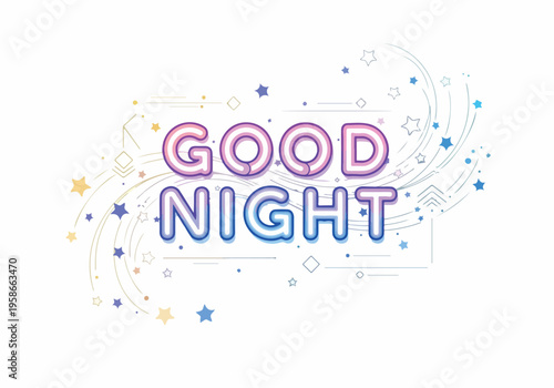 Vibrant stars surround good night inspirational text message