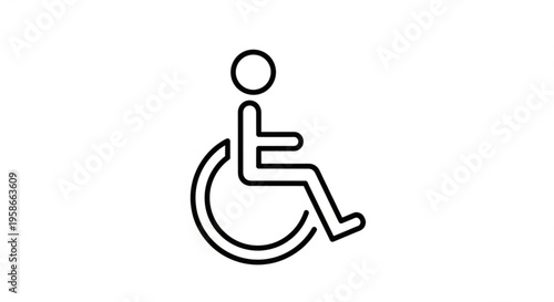 A minimalist vector graphic icon of a person in a wheelchair, symbolizing accessibility and disability awareness.