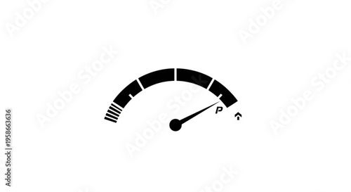 A minimalist vector graphic of a fuel gauge icon with a needle pointing to full