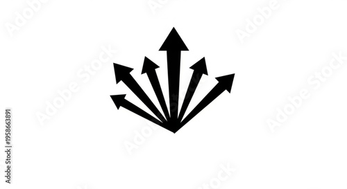 A minimalist vector graphic of multiple arrows pointing upwards in a fan shape, symbolizing growth and progress.