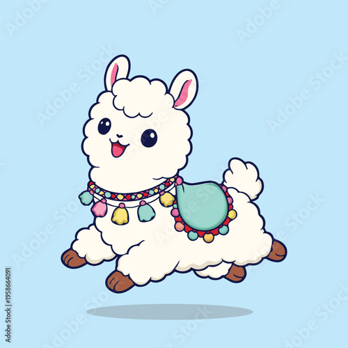 llama, alpaca, sticker, set, children, colourful, baby 