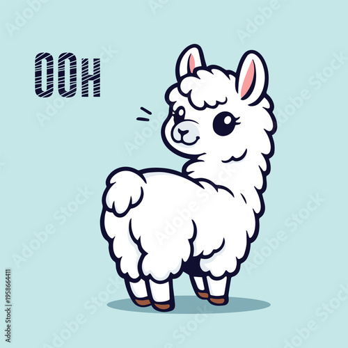llama, alpaca, sticker, set, children, colourful, baby 