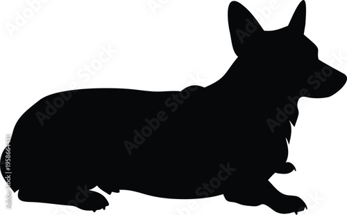 Pembroke Welsh Corgi silhouette vector illustration black and white