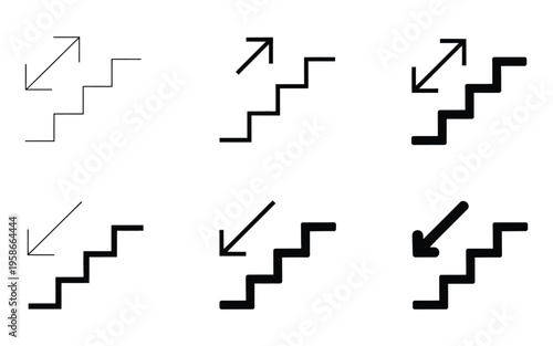 Stairs direction icon, staircase sign, up and down arrow direction vector illustration, escalator symbol, exit on the roof pictogram