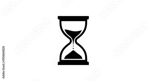 A minimalist black hourglass icon on a white background, symbolizing time and patience.