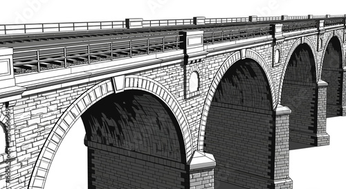 Stone bridge illustration architectural design and transportation concept