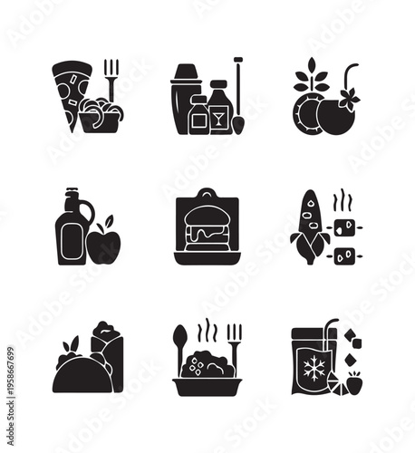 food and drink icons set
