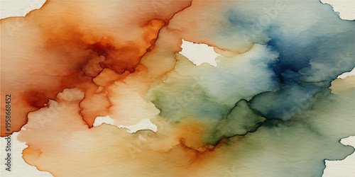 Canvas Print Abstract watercolor painting of blue clouds and smoke textures on vintage paper