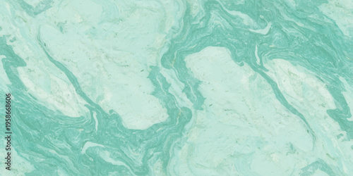 abstract fluid marble background with mint green and white liquid swirls, elegant organic texture for modern design