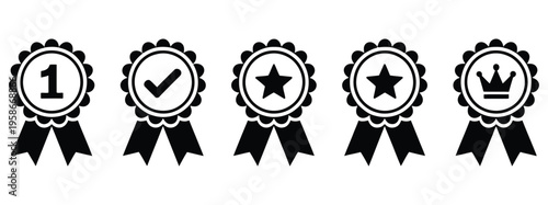 Verified badge icon, tick symbol vector, approved check mark icon set, collection of verified badge symbols, clean flat and outline design for social media, apps, websites, and authentication graphics