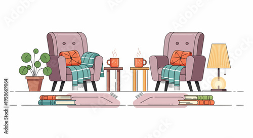 Cozy Armchairs with Teddy Bears Relaxing Inside.