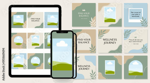Digital Social Media Templates for Wellness and Lifestyle Content Creation