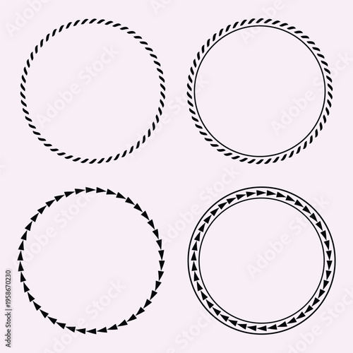 Geometric Circular Border Set - Abstract Round Frame Vector Elements for Logo, Label, and Graphic Design.