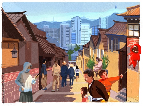Seoul, seen from Hanok village 