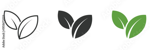 Two leaves icon, leaf symbol, nature organic isolated illustration, vector illustration for eco-friendly, environmental, and natural lifestyle design