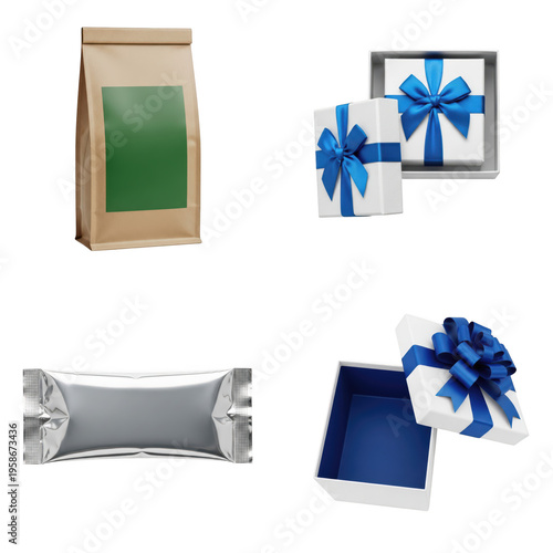 Wallpaper Mural Four colorful gift wrapping packages with ribbon and bows, isolated on transparent cutout png. Torontodigital.ca
