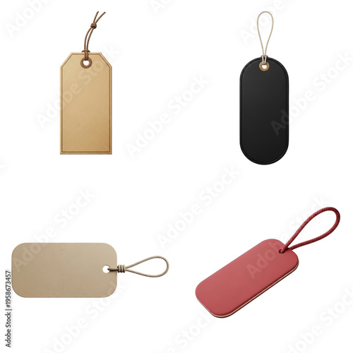 Wallpaper Mural Four colorful fabric keychains with tassels in flat design, isolated on transparent cutout png. Torontodigital.ca