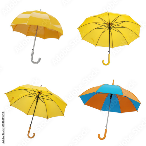 Wallpaper Mural Four colorful umbrellas standing in a row, isolated on transparent cutout png. Torontodigital.ca