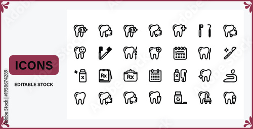 Dental icons set for medical and healthcare designs and websites  various tooth and oral care symbols