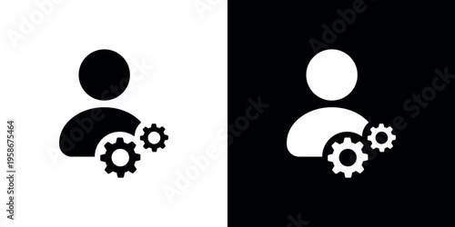 Black and white of people with gears silhouette mechanical
