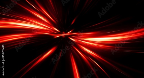 Abstract explosion of red light beams against black background motion blur effect