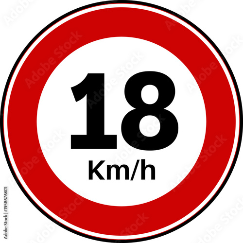 Speed limit 18 traffic sign vector