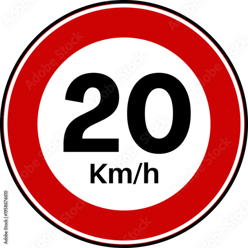 Speed limit 20 traffic sign vector
