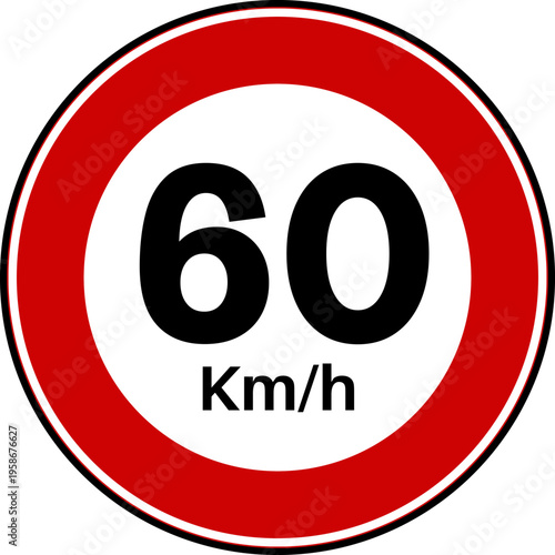 Speed limit 60 traffic sign vector