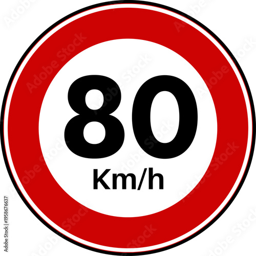 Speed limit 80 traffic sign vector