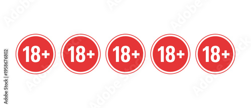 18 plus age restriction icon set adult content and age limit warning symbol, icons representing age verification, restricted content, and mature audience warning for websites, apps, and media platform