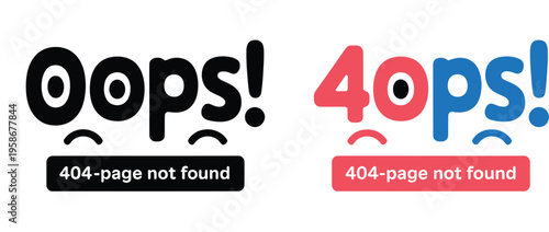404 not found error icon oops page not found, modern UI symbol for webpage error broken link and missing content, vector illustration for websites apps and user interface design.