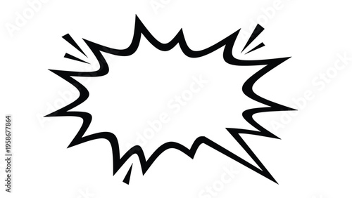 Bold black and white comic book style explosion or burst bubble with sharp edges for text or action emphasize.