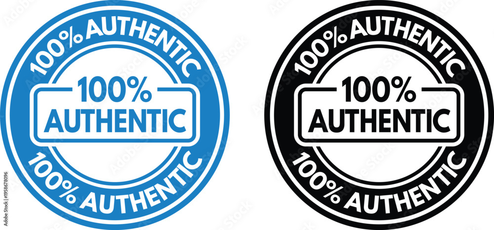 Obraz premium 100% Authentic Badge Stamp Vector Set – Certified Original Quality Guarantee Seal Icons
